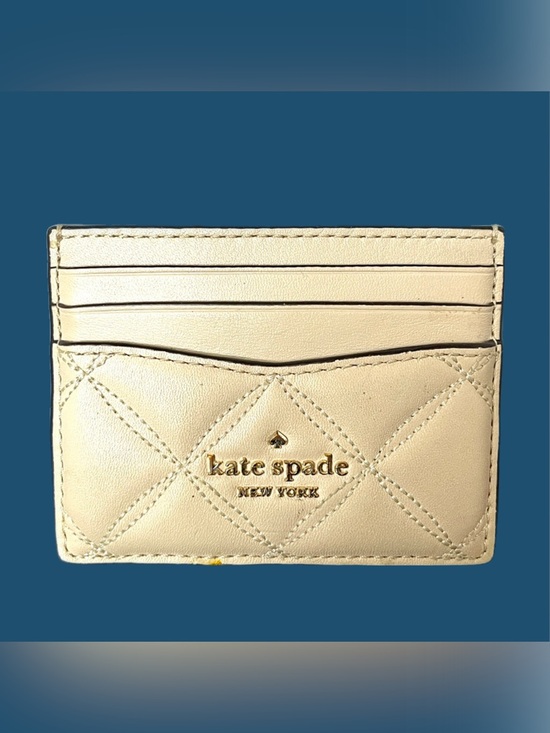 kate spade Accessories - Kate Spade Cream Quilted Leather Card Holder with Gold Logo